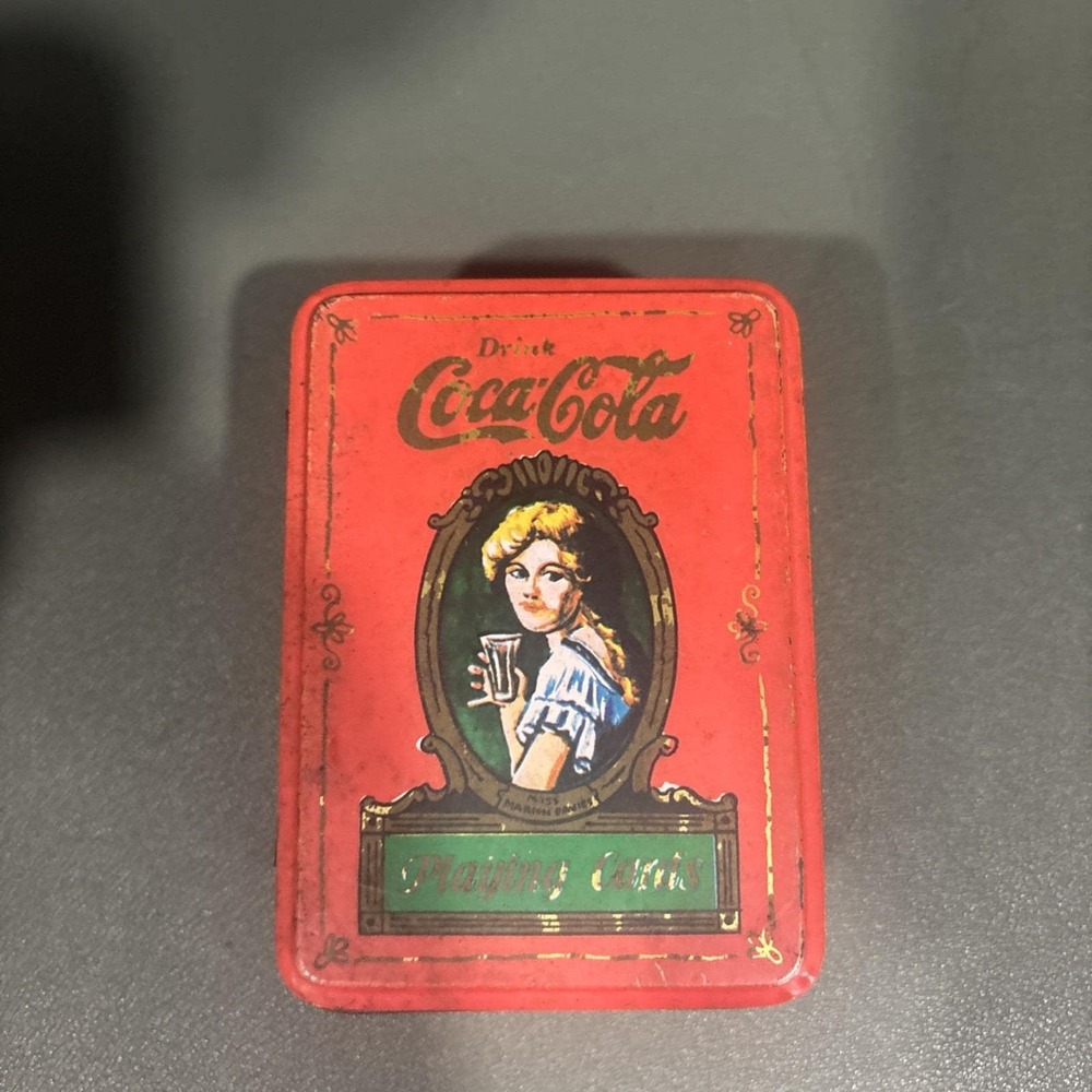 VTG Coca Cola Playing Cards with Collectable Tin  1980s with two tracks Malboro